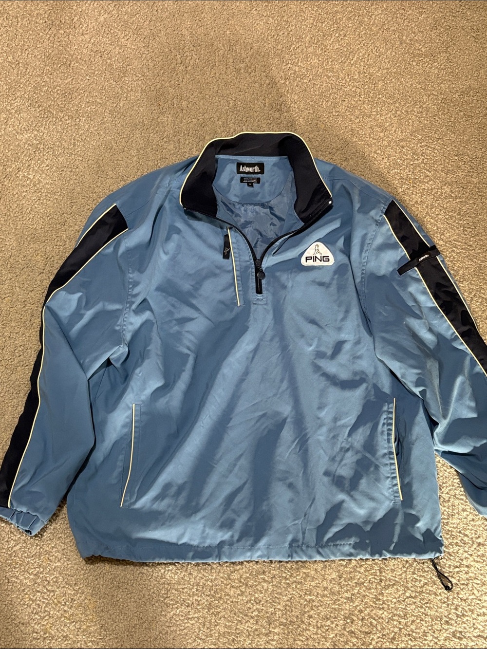 Ashworth PING Men's Sky Blue & Black Pullover Windbreaker size XL